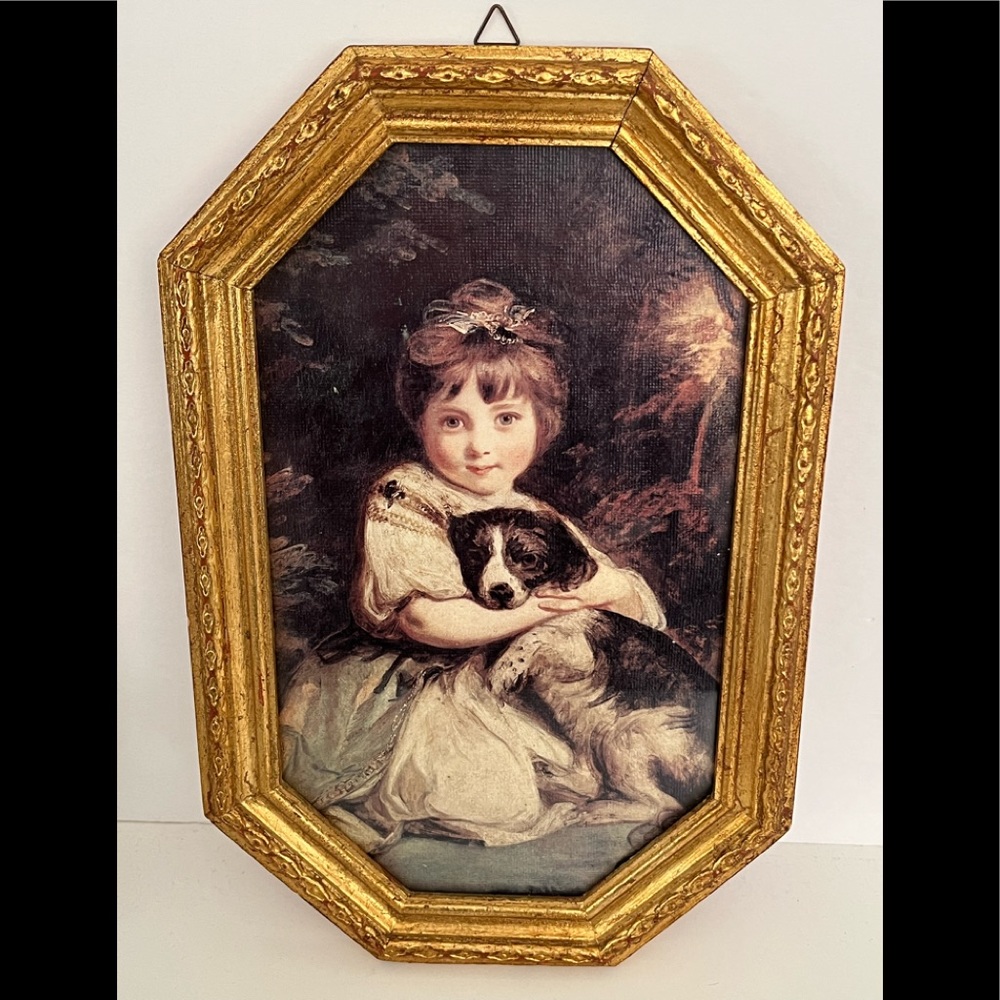 Vintage Framed Print "Miss Jane Bowles"  Artist Joshua Reynolds Italy 13.5"